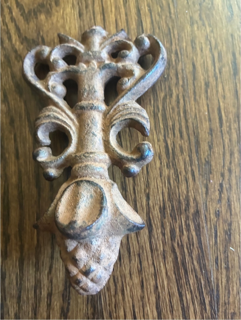 Vintage Rustic Cast Iron Pineapple Finial Architectural Salvage Fence Topper